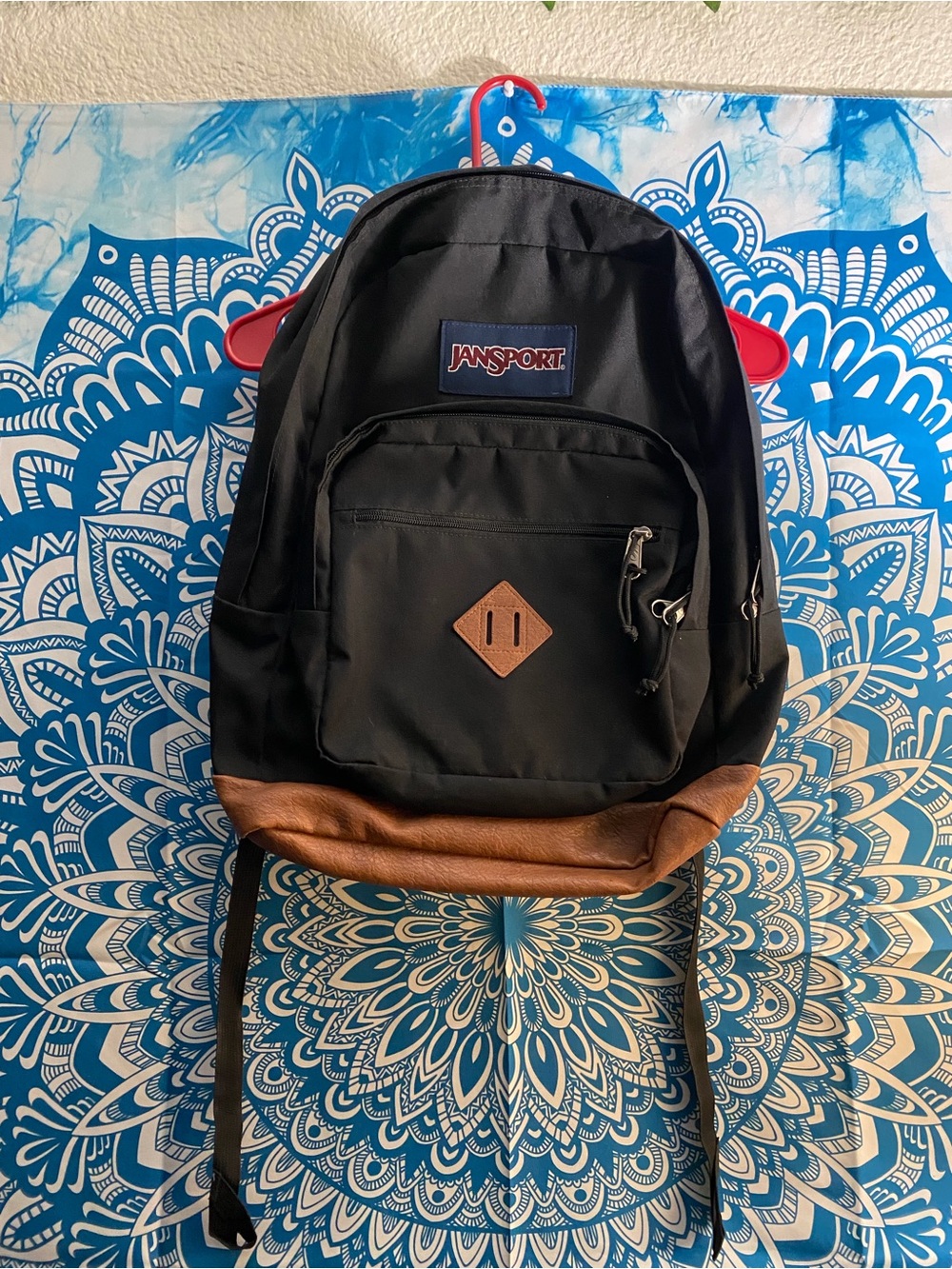 Jansport Black Backpack with Brown Base